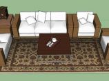 现代中式风格家具沙发茶几组合su模型图片1
