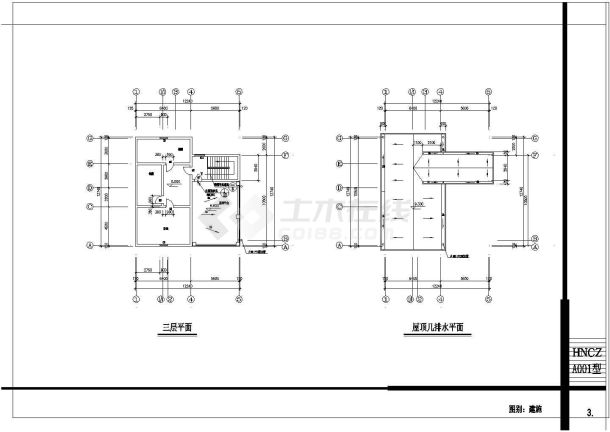 某地新农村三层小型住宅楼建筑施工图-图二