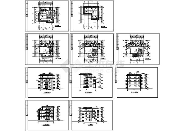 某四层地中海风格别墅建筑施工图纸，共10张图纸-图一