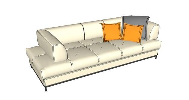 现代时尚流行白色沙发su模型_图1
