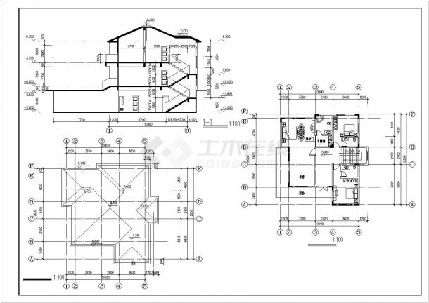 某中小型住宅建筑施工图纸（共3张）-图二