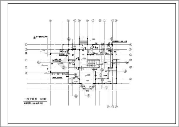 某地高档别墅全套建筑施工图（共9张）-图二