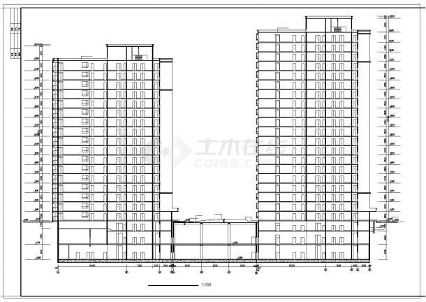 某地大型二十层文教大院住宅建筑施工图-图一