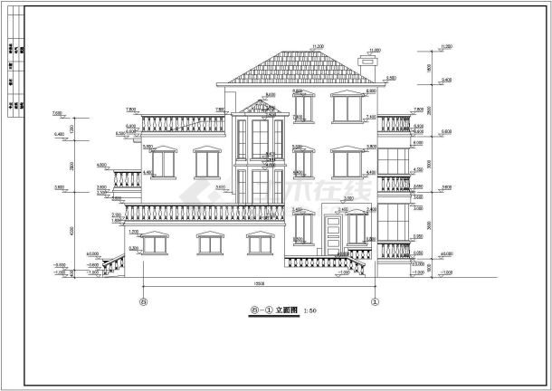 某地区三层带地下室别墅建筑设计施工图-图二