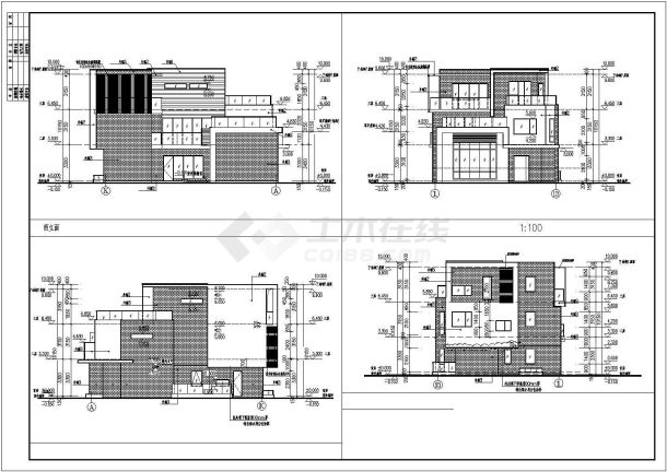 南方某小区三层别墅建筑设计施工图-图一