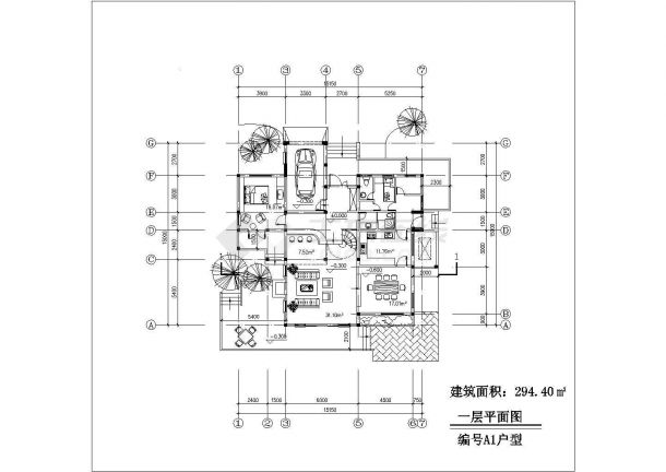 某地小型二层别墅设计建筑方案图（294平方米）-图二
