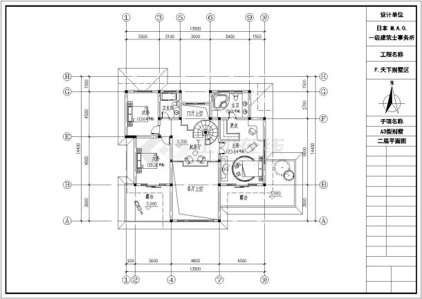 某地小型精美别墅建筑方案户型图（共5张）-图二