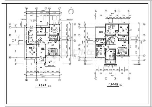 比较不错的三层别墅建筑施工图（共6张）-图二