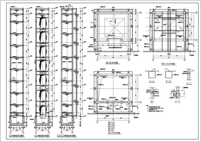 某8层酒店户外观光电梯结构设计图_图1