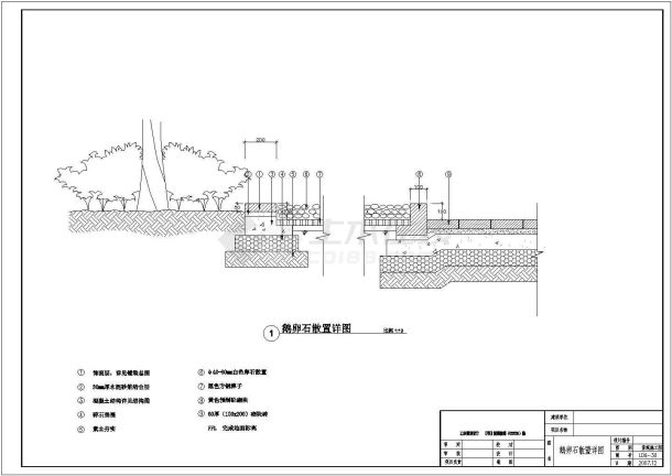 某花园小路卵石散置做法大样图-图二