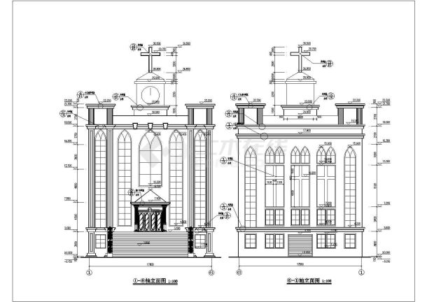 某地区6层带钟楼教堂建筑设计方案-图一