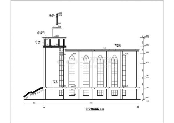 某地区6层带钟楼教堂建筑设计方案-图二