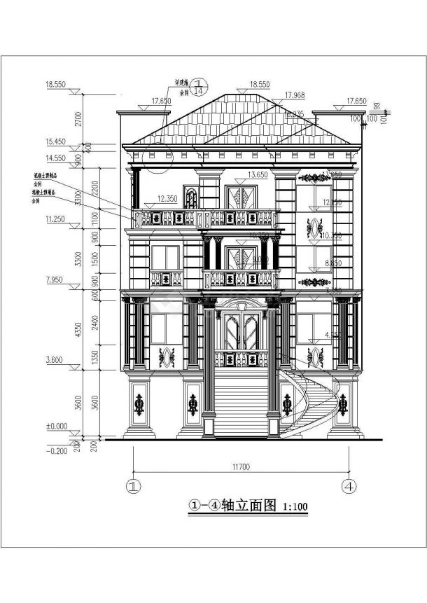 某地区四层欧式住宅楼建筑设计方案-图一