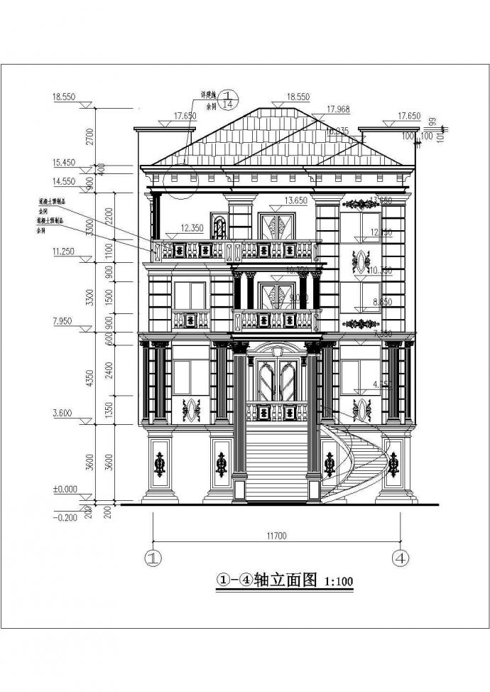某地区四层欧式住宅楼建筑设计方案_图1