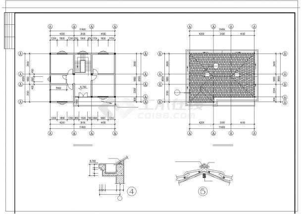 某地小型古典风格三层民居建筑结构施工图-图二