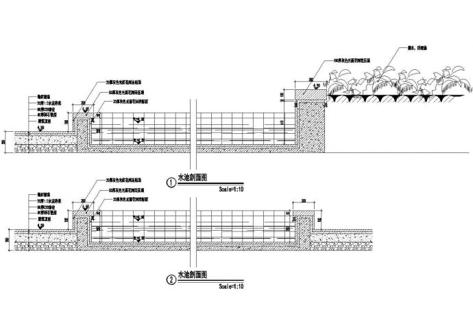 某地区水池剖面做法CAD_图1