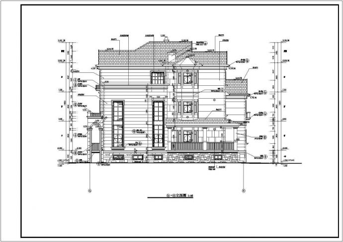 南方某小区三层别墅楼建筑设计方案图_图1