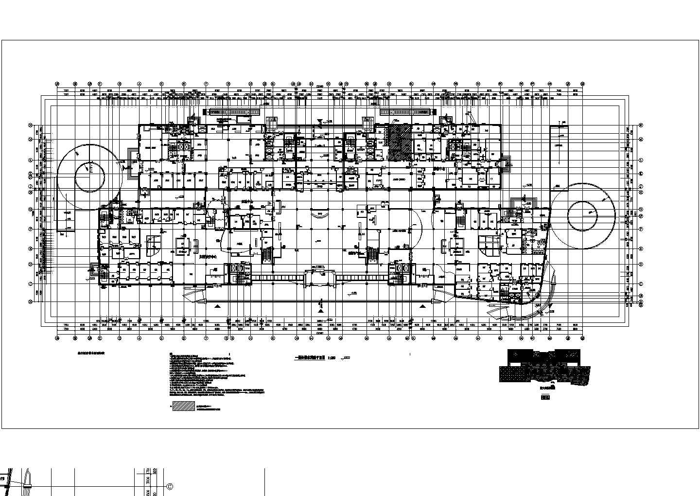 某医院一层到四层详细建筑施工平面图