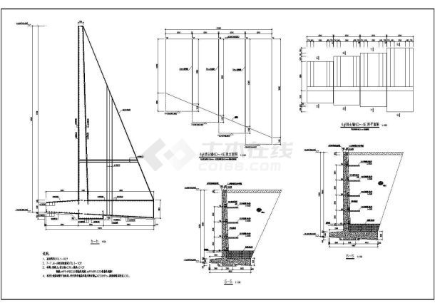 某地小型矿山挡土墙结构设计施工图纸-图二