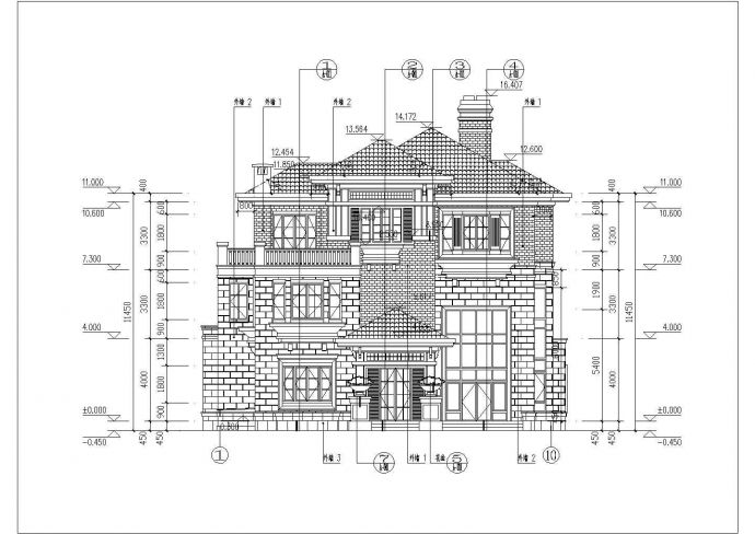 【南方】某高档小区三层别墅建筑设计方案_图1