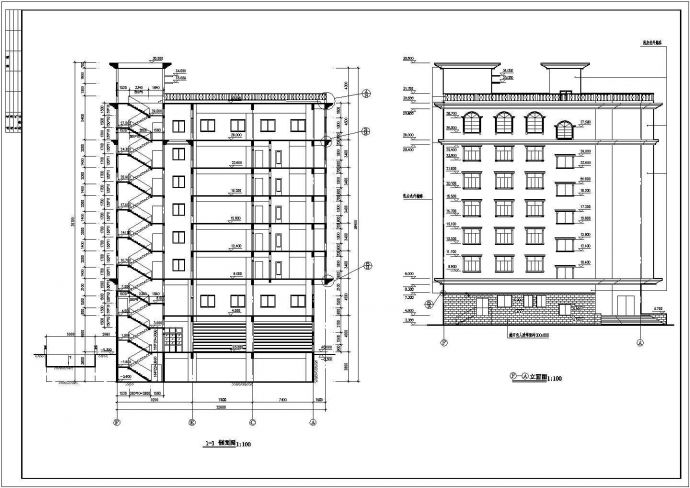 南方某地区八层商业综合楼建筑设计施工图_图1