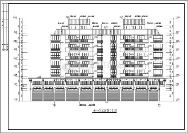 南方某地区七层商住楼建筑设计方案-图一