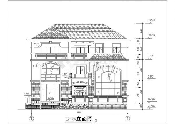某小康家庭三层别墅楼建筑设计方案图-图二