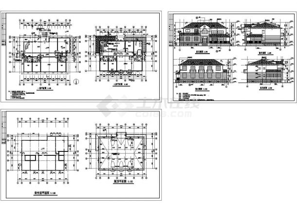 某二层欧式风格别墅建筑施工CAD图-图一