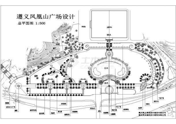 某地区凤凰山广场景观设计cad全套施工图（大院设计，含效果图）-图一
