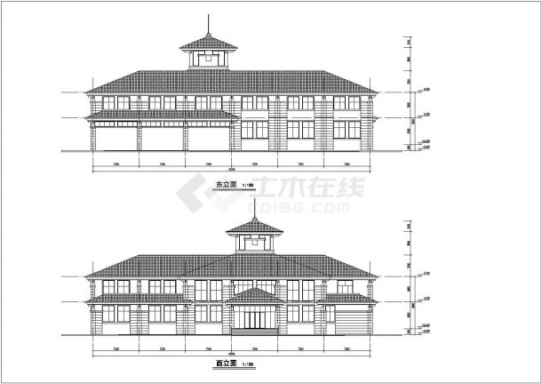 某地区地上二层框架结构餐馆建筑设计方案-图二