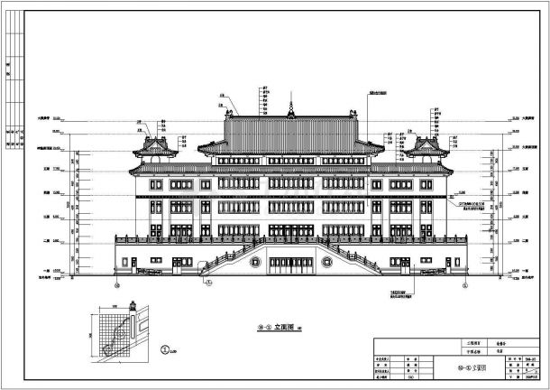 地上五层框架结构仿古建筑寺庙全套建筑施工图-图二