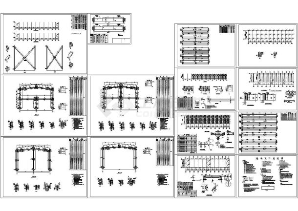 【浙江】某厂房84x16m 16米跨门式刚架结构设计施工CAD图-图一