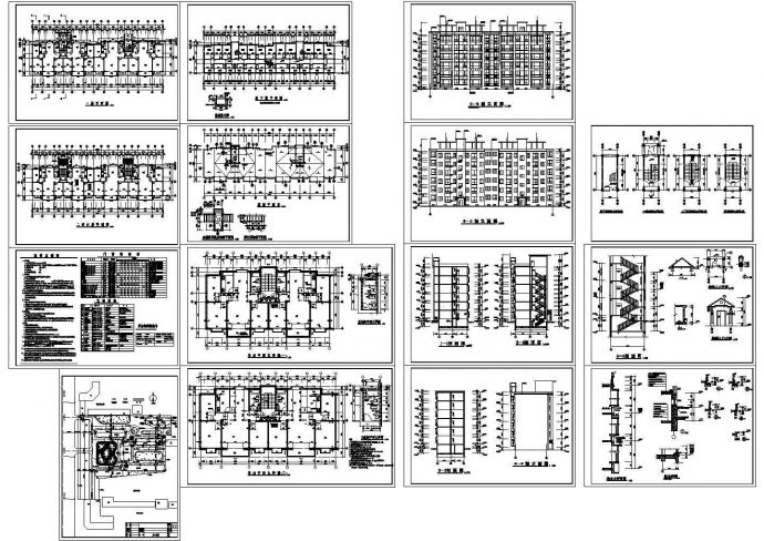 地下一层地上六层3023平米对称户型住宅楼建筑设计方案CAD图纸（长45.5米 宽12.5米 ）_图1