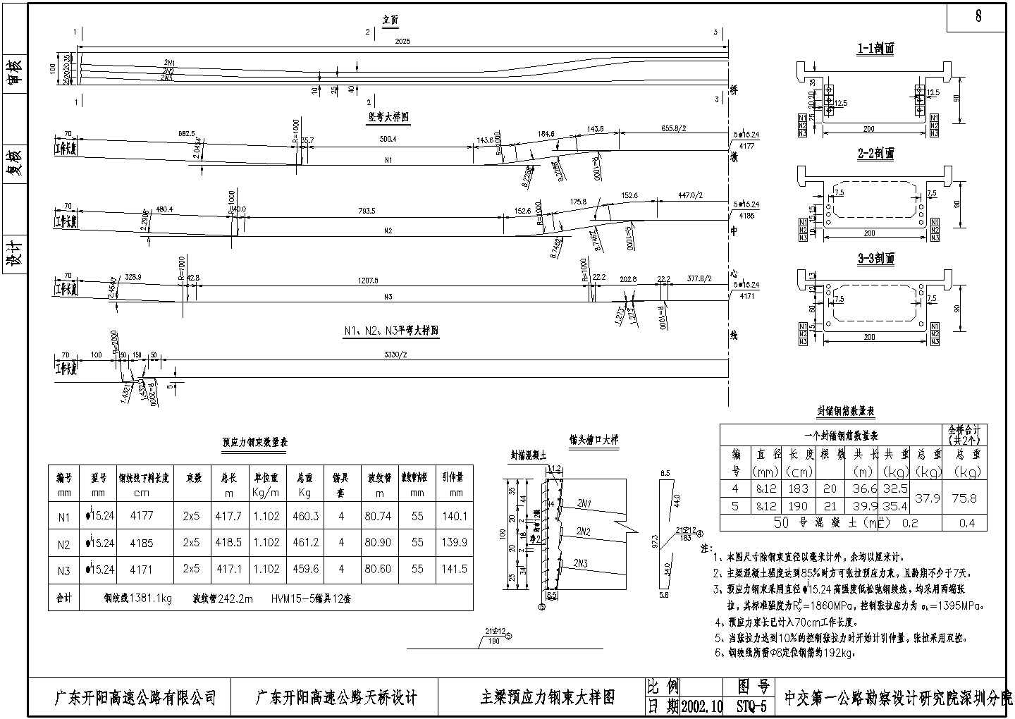 广东开阳高速公路天桥全套施工图纸