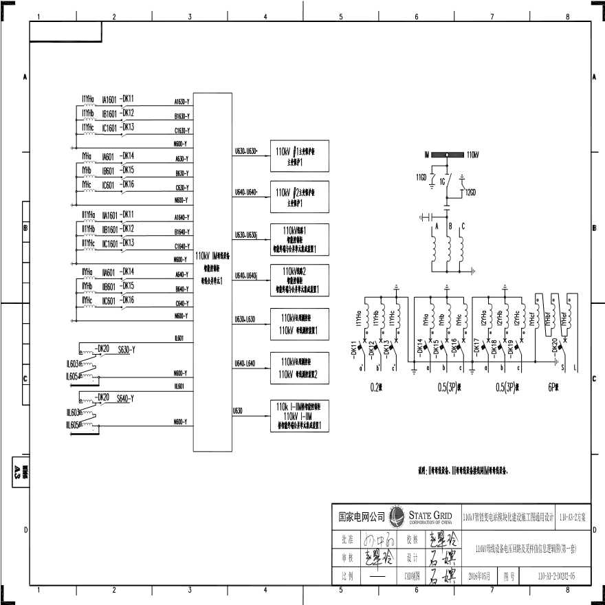 110-A3-2-D0202-05 110kV母线设备电压回路及采样值信息逻辑图（第一套）.pdf-图一