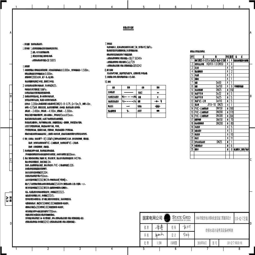 110-A2-7-S0101-01 给排水设计说明及设备材料表.pdf-图一
