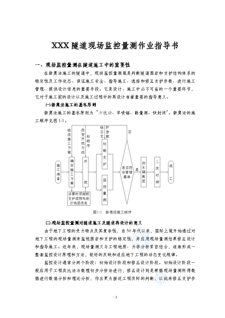 XXX隧道现场监控量测作业指导书-图一