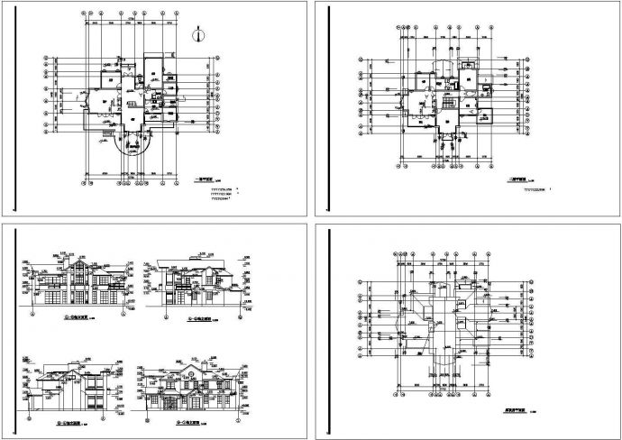 二层中式风格别墅建筑施工图纸，标注明细_图1