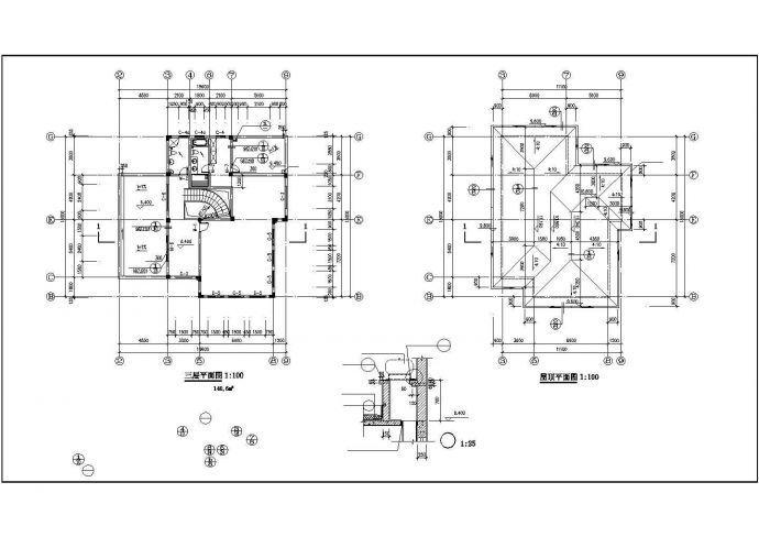 某地经典详细的三层别墅建筑施工图_图1