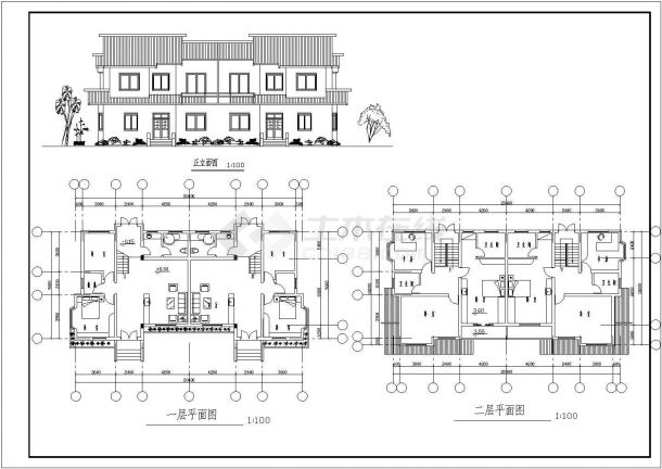 二层中式风格别墅建筑施工图纸-图一