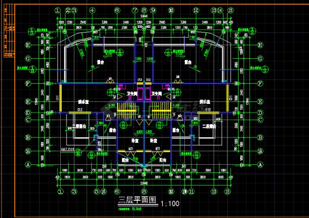 某地大型详细的联体别墅建筑施工图（含设计说明）-图二