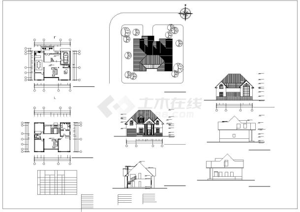 某地小型经典简单的别墅建筑施工图-图一