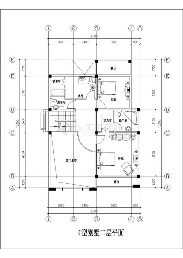 某地常见简单的小型别墅建筑设计方案图-图二