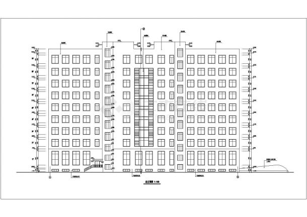 某地9层框架结构办公楼建筑方案设计图-图二
