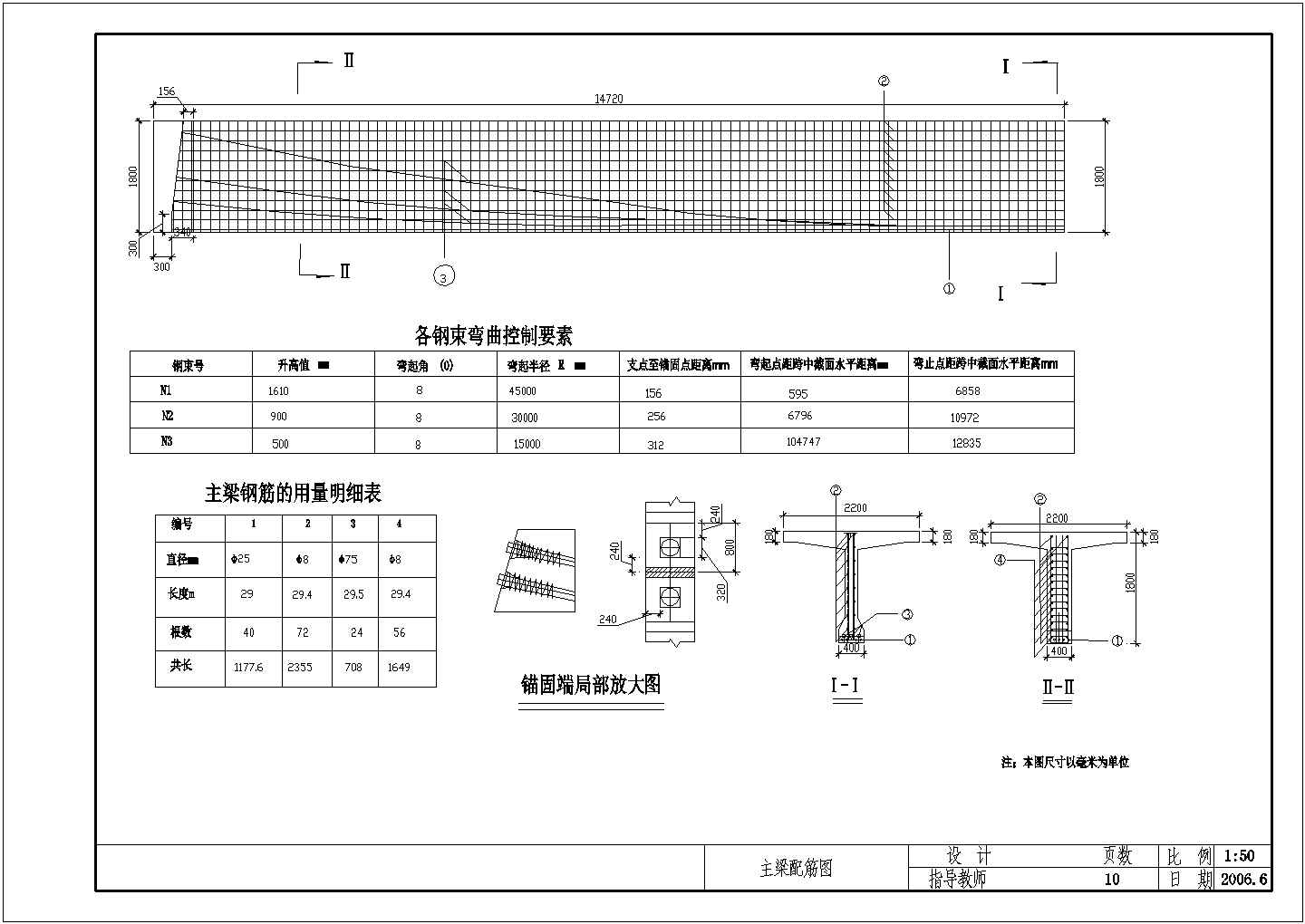 40米预应力简支t梁新规范端横隔板钢筋布置图节点详图设计