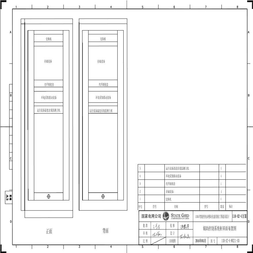 110-A2-4-D0211-03 辅助控制系统柜屏面布置图.pdf-图一