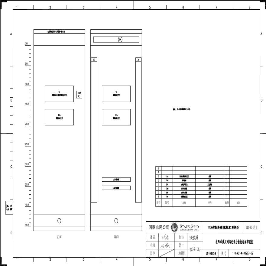 110-A2-4-D0207-02 故障录波及网络记录分析柜柜面布置图.pdf-图一
