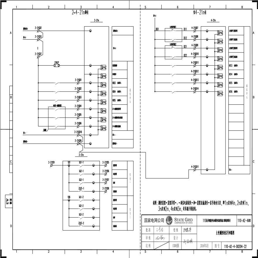 110-A2-4-D0204-22 主变压器测控柜信号回路图.pdf-图一