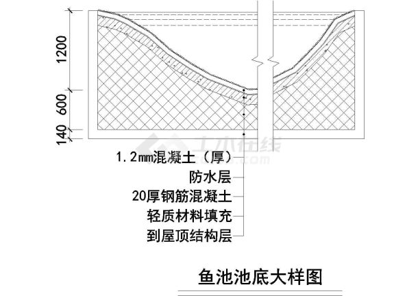 鱼池池底大剖面CAD参考图-图一