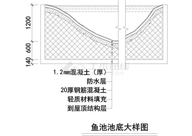 鱼池池底大剖面CAD参考图-图二